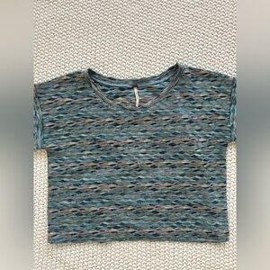 Free People Rainbow Weave Cropped Tee Size S Boho